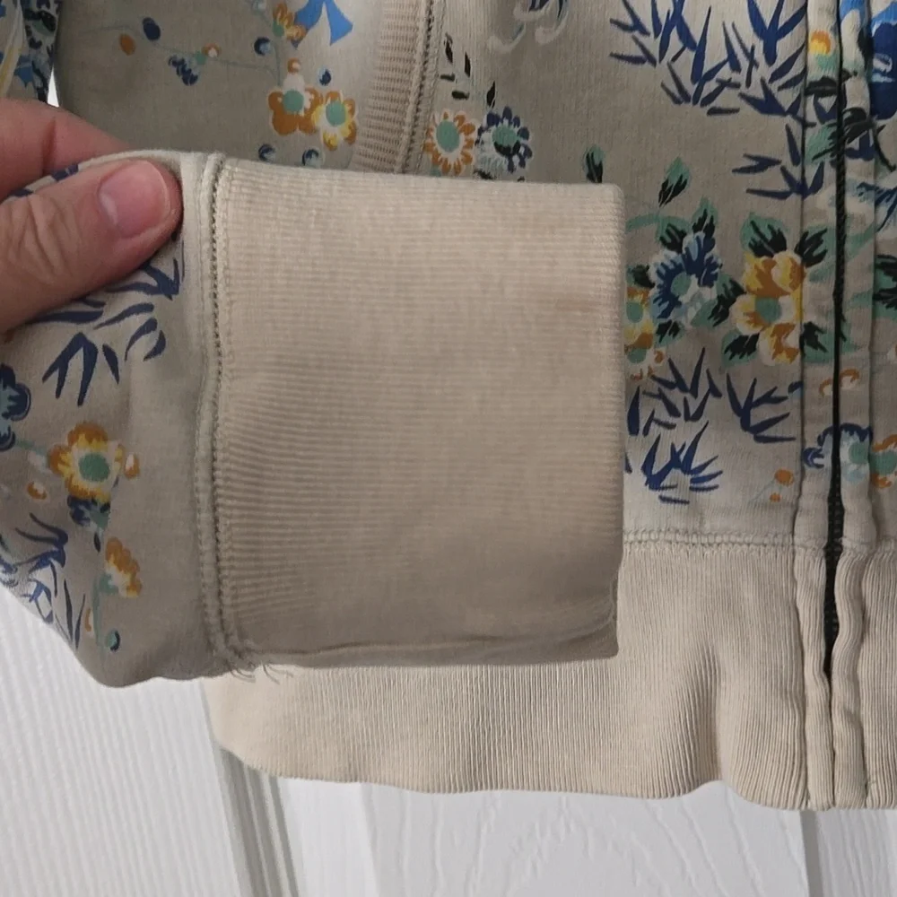 Lucky Brand Asian Floral Print Zip Up Sweatshirt Size Large - Picture 4 of 6